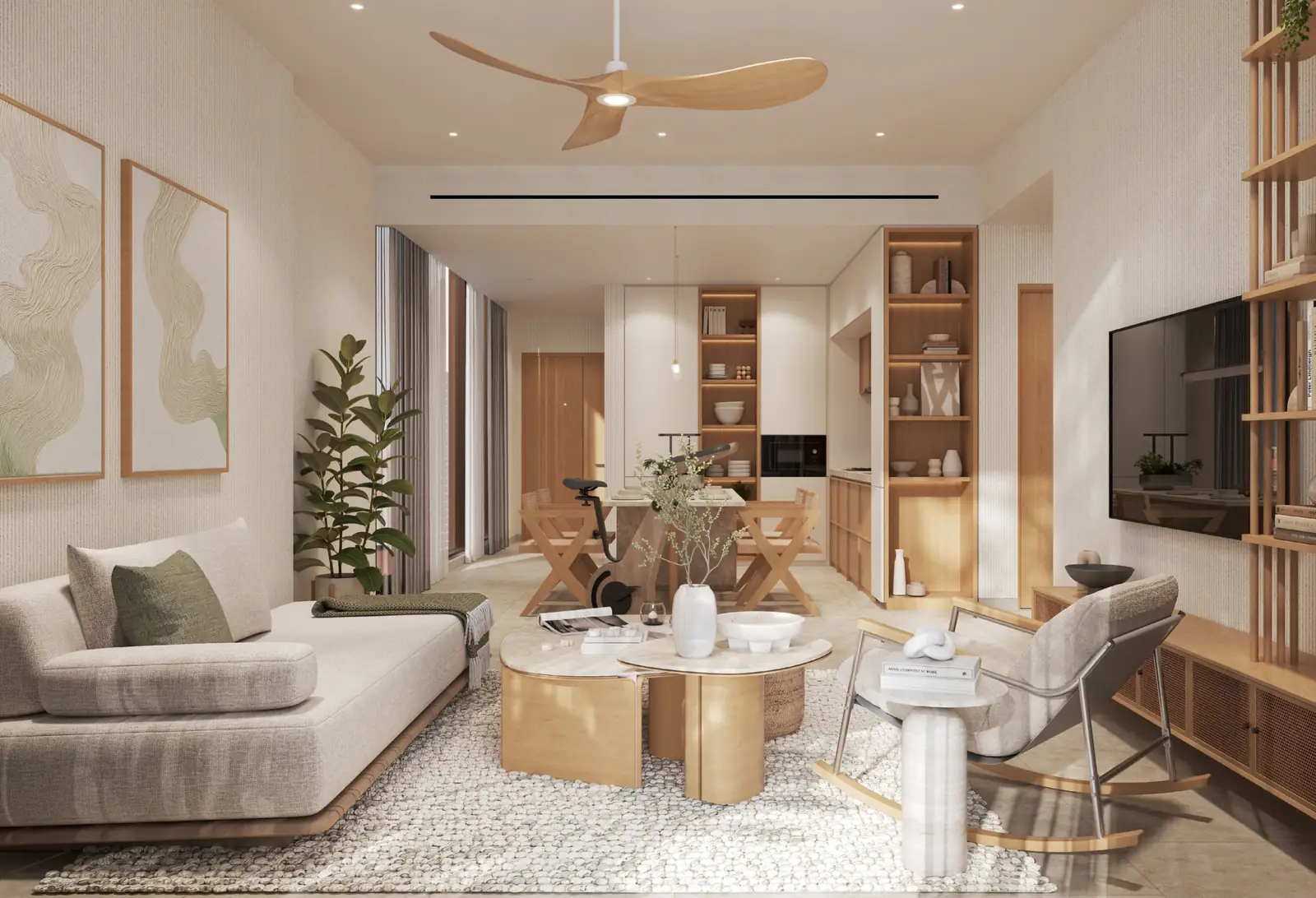 Living and dining area in a Kore by Imtiaz apartment