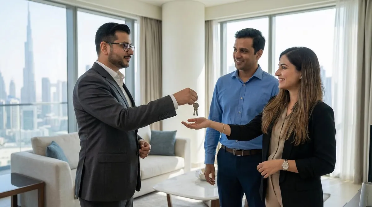Taha Munir handing over keys to new property owners